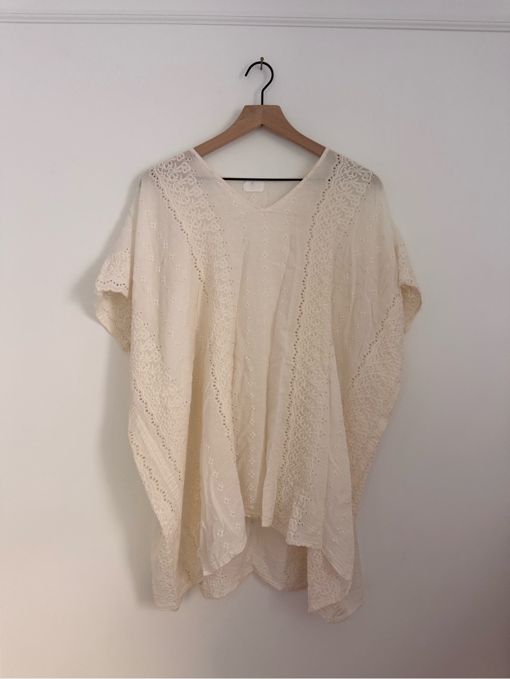 Elizabeth Gillett Cream Lace-Trim Tunic Top